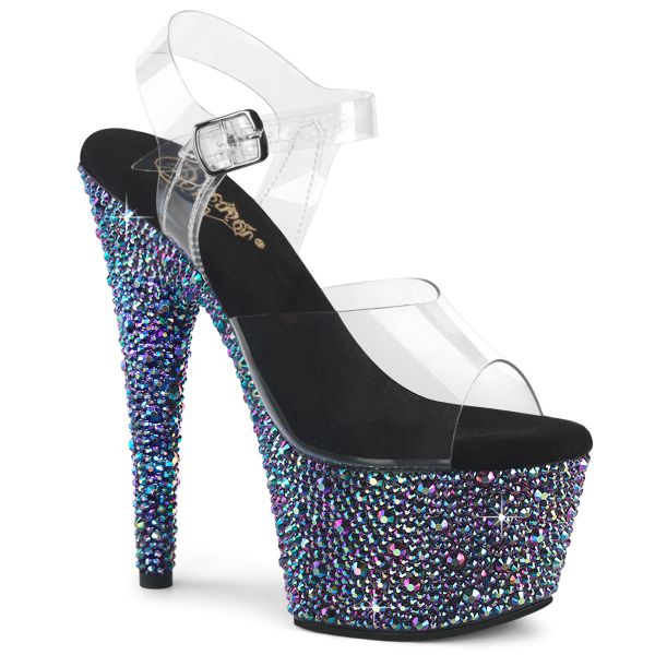 Exlusive Plateau Sandalette mit Strass-Steinen unterschiedlicher Größe besetzt BEJEWELED-708MS  
