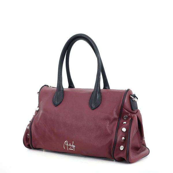 Bordeauxrote Handtasche mit Reißverschluss von Renato Angi - Made in Italy