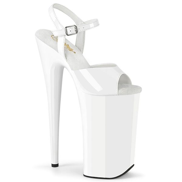 Extrem High Heels Sandalette mit Plateau weiß Lack BEYOND-009 