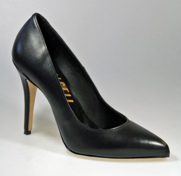 MICELI-444011 schwarz Leder     Klassischer italienischer Pumps in schwarz Leder