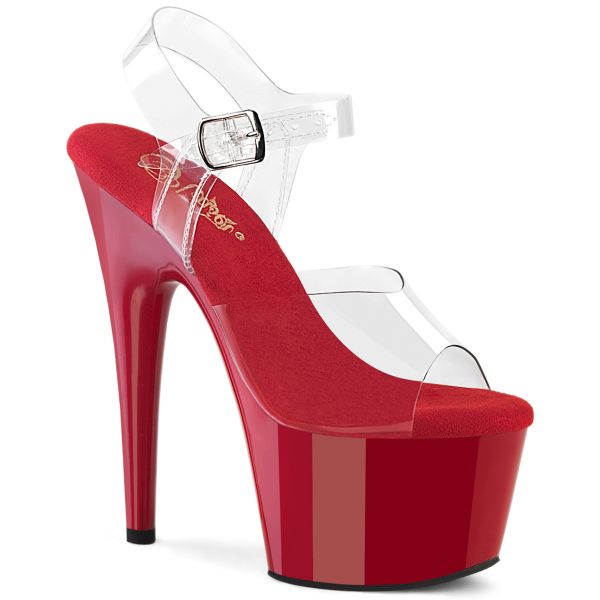 Durchsichtige Plateau Sandalette ADORE-708 mit rotem Plateau
