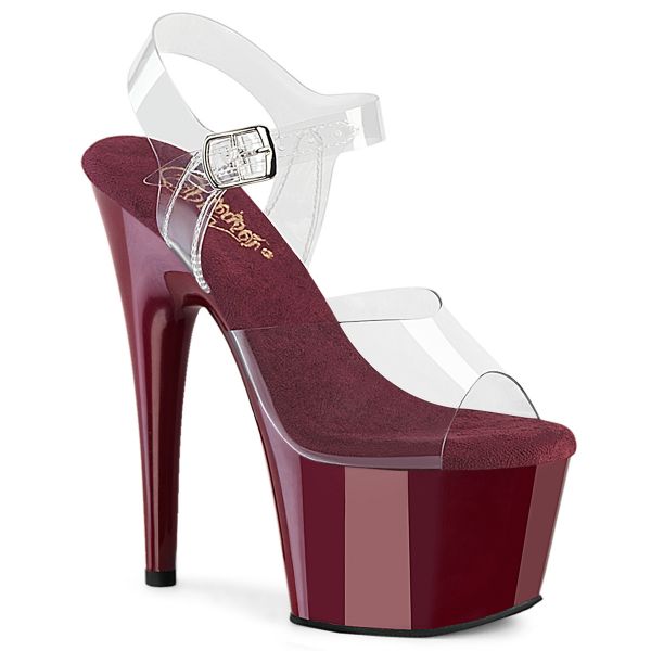 Durchsichtige Plateau Sandalette ADORE-708 mit weinrotem Plateau