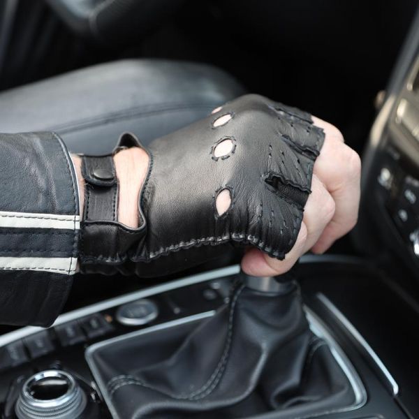 Sportliche kurzfinger Autofahrer Herren Lederhandschuhe