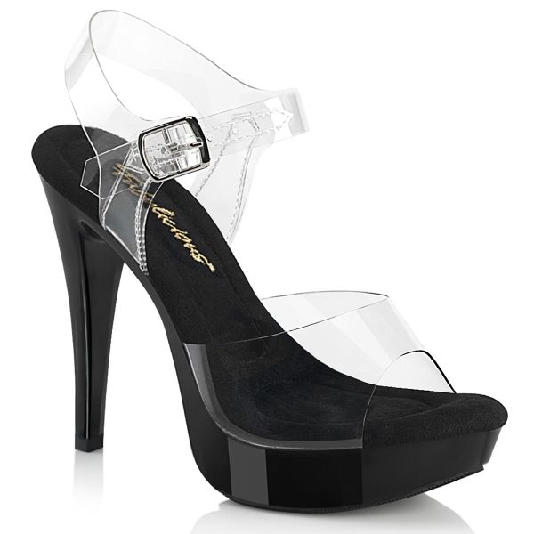 Durchsichtige Sandalette mit schwarzem Mini Plateau COCKTAIL-508