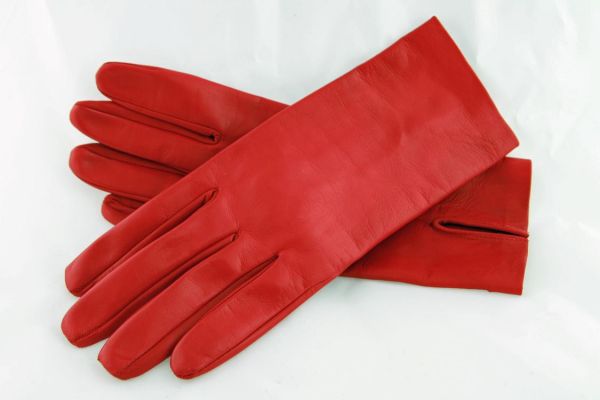 Exklusive kurze rote Lederhandschuhe - MICELI - Made in Italy