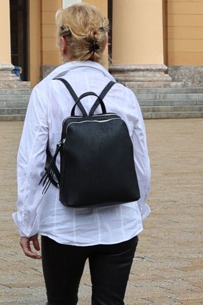 Leder-Rucksack aus genarbtem, glänzendem Rindleder - Miceli - Made in Italy