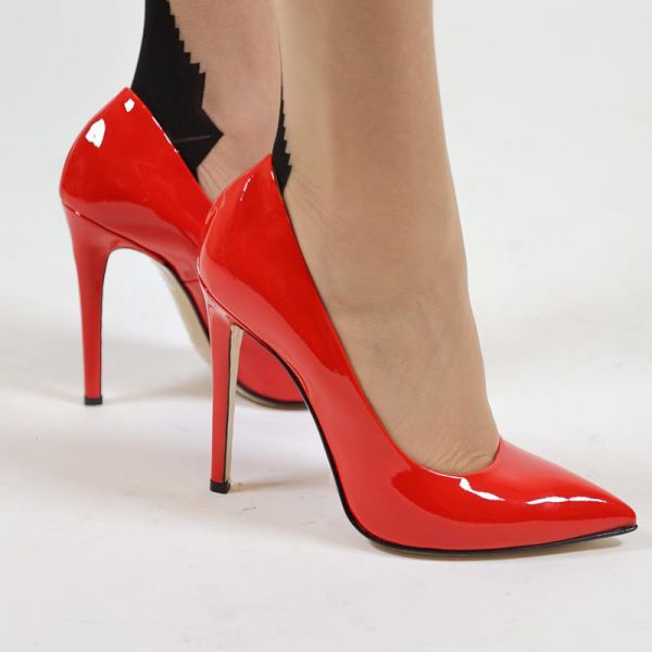 Klassischer italienischer Pumps, Lackleder rot Miceli-Made in Italy