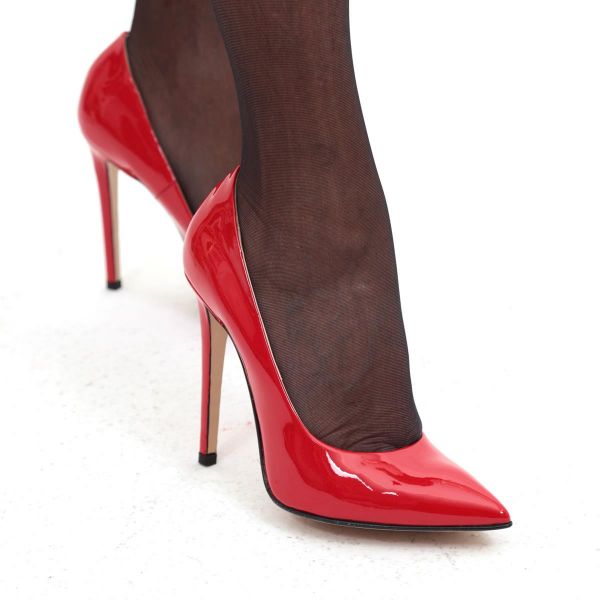 Klassischer italienischer Pumps, Lackleder rot Miceli-Made in Italy
