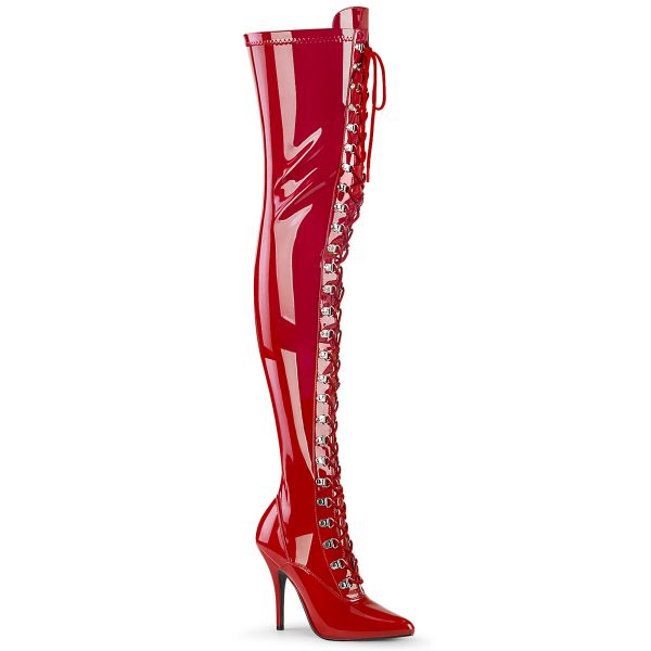 Overknee Stiefel SEDUCE-3024 Lack rot mit Schnürung