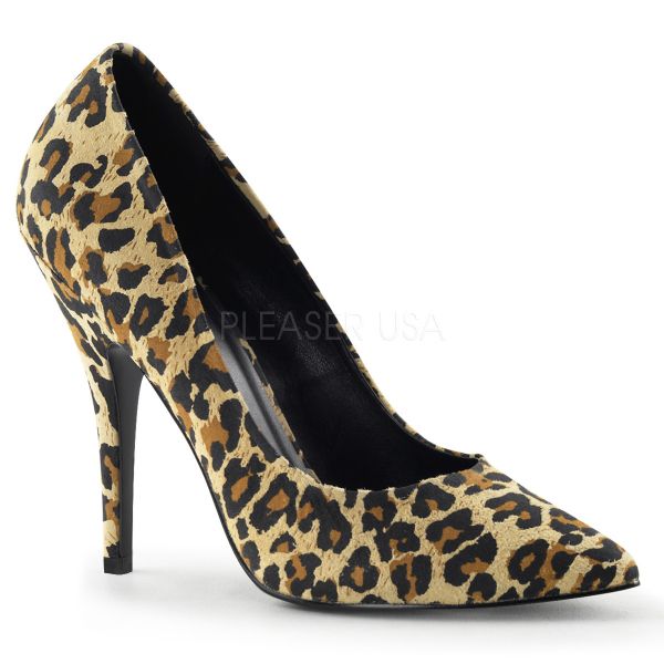 Klassischer High Heel Velourleder Pumps im Leo-Look SEDUCE-420