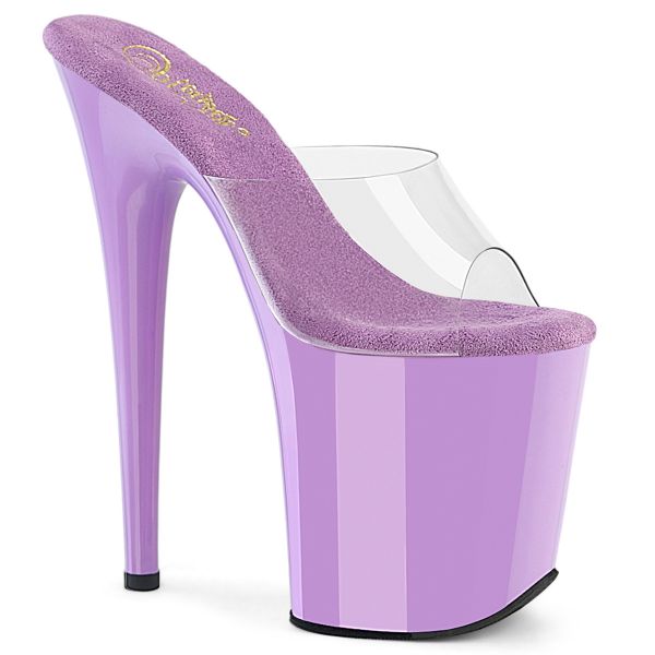 Durchsichtige Pantolette mit lavendelfarbigem Plateau FLAMINGO-801