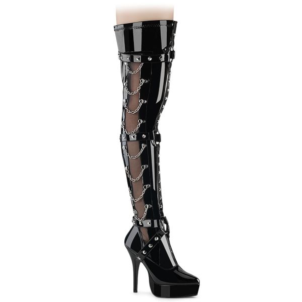 Overknee Plateau Stiefel INDULGE-3026 Stretchlack schwarz