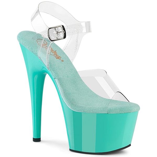 Durchsichtige Plateau Sandalette ADORE-708 mit aquafarbenem Plateau