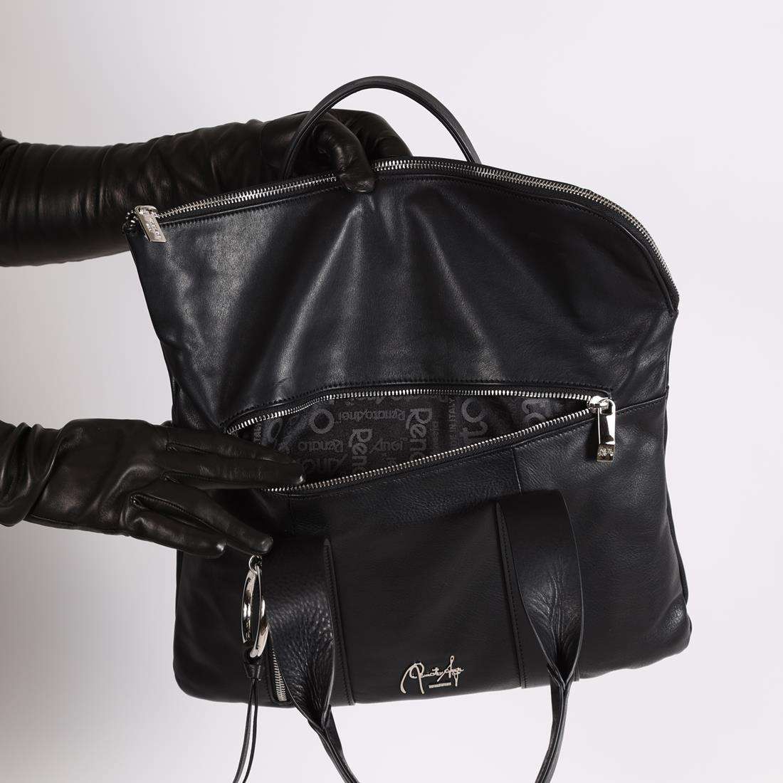 Handtasche Aus Schwarzem Kalbsleder Von Renato Angi Made In Italy 