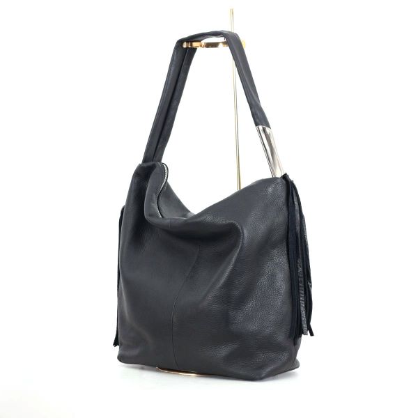 Schwarze Ledertasche aus Kalbsleder von Renato Angi - Made in Italy