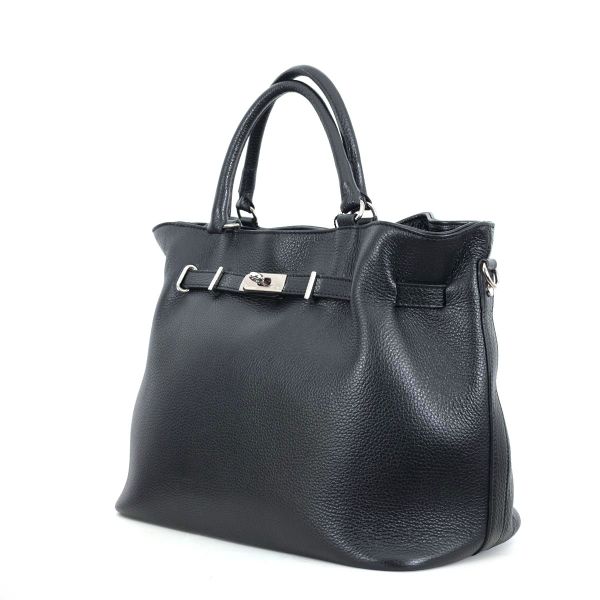 Handtasche schwarz Rindleder