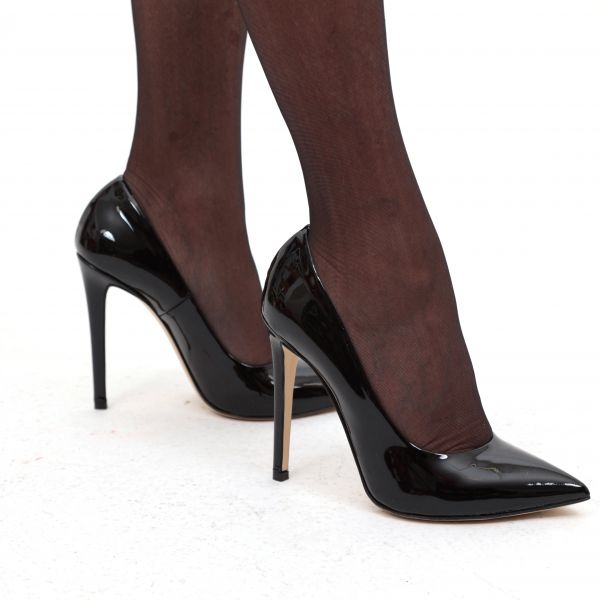 Klassische italienische High Heels schwarz Lackleder