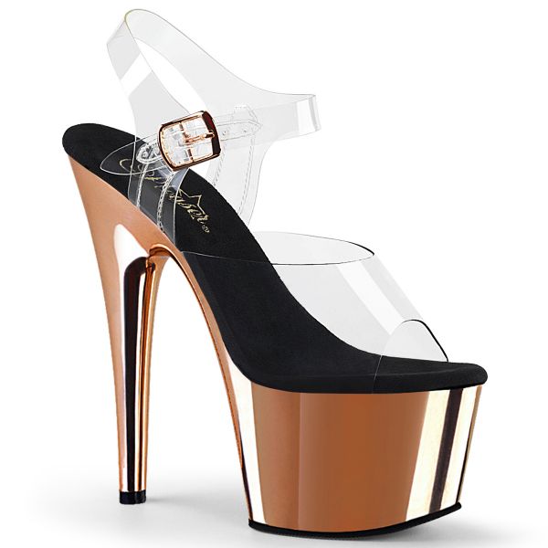 Durchsichtige Plateau Sandalette ADORE-708 mit rose gold verchromtem Plateau