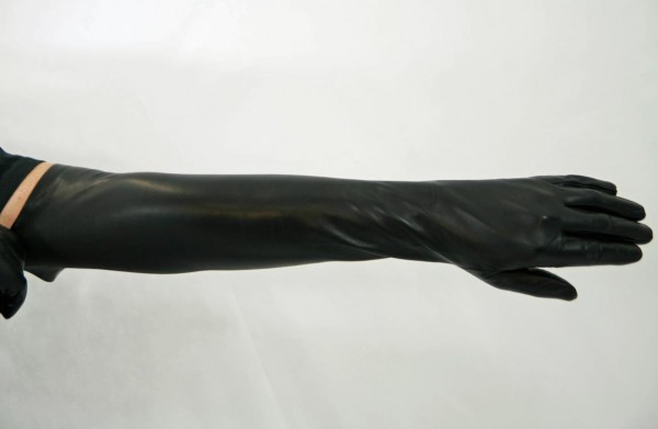 Schwarze Lederhandschuhe 60 cm lang MICELI - Made in Italy