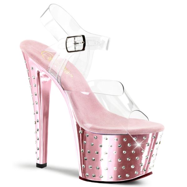 Sandalette baby pink verchromt und mit zahlreichen Strass-Steinen STARDUST-708